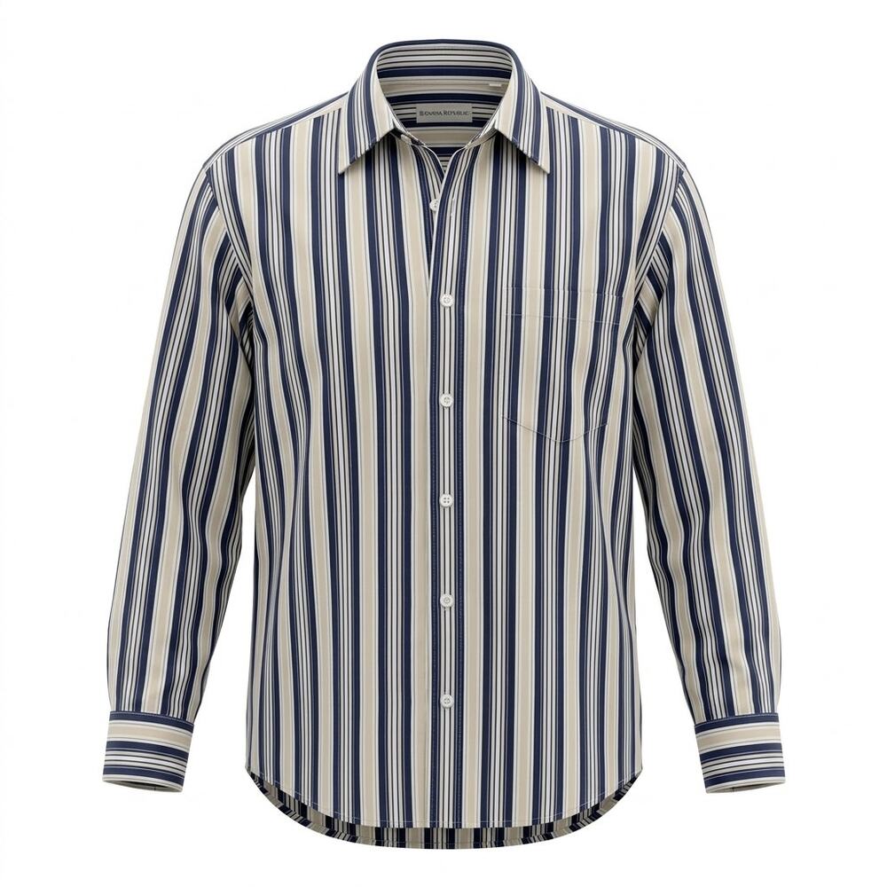 Vintage Banana Republic Striped Long Sleeve Button-Up Shirt Men Size M